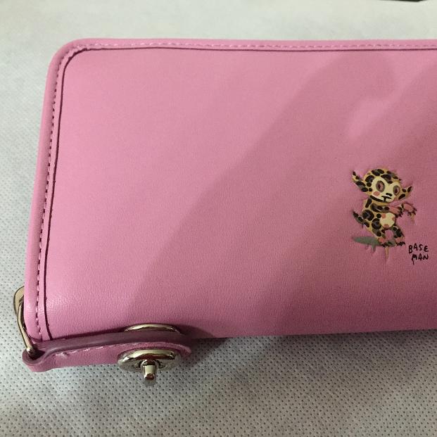 coach蔻驰女士小怪兽真皮长款钱包53655粉紫色