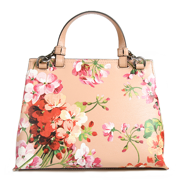 gucci/古驰 牛皮花卉印花 竹节细节 女士手提包 370831cwb1n