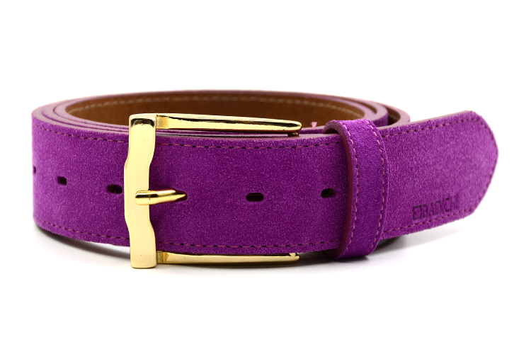 badichi/百帝奇 高端定制简约针扣休闲牛皮腰带 紫色#21008 60106
