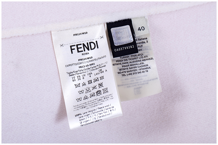fendi/芬迪 粉色纯羊毛圆领长款外套女士大衣 fd2620401077 ff8114w1d