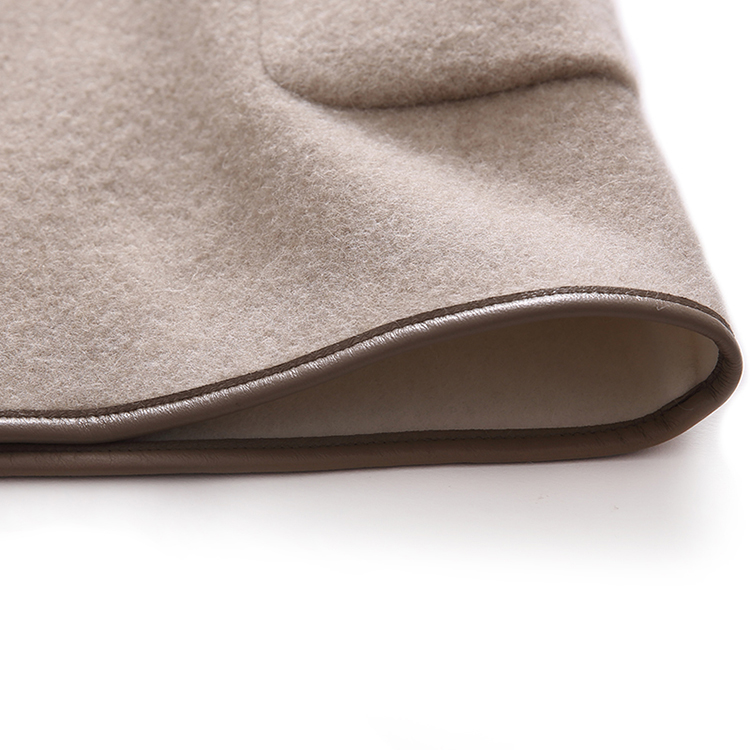 maxmara/麦丝玛拉 翻领皮革滚边绑带羊毛大衣毛呢大衣 女士大衣