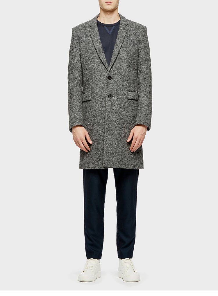 sean by sean/sean by sean 男士外套 经典花灰色羊毛大衣