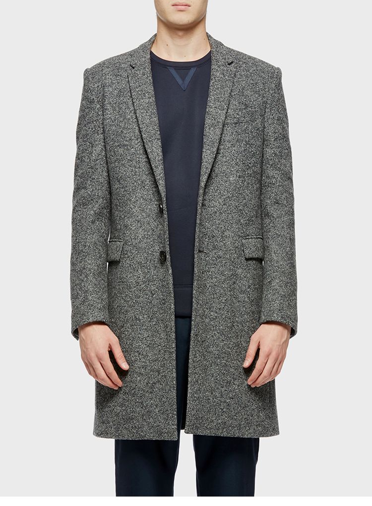 sean by sean/sean by sean 男士外套 经典花灰色羊毛大衣