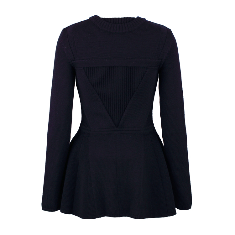 dior(迪奥)黑色圆领针织镂空束腰礼服裙