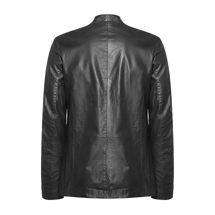 giorgio armani/乔治阿玛尼 男士外套 羊皮立领系扣设计男士长袖皮衣