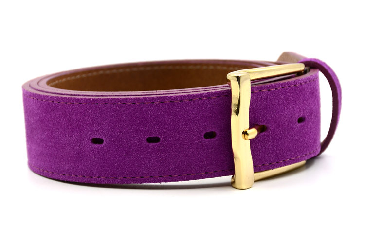 badichi/百帝奇 高端定制简约针扣休闲牛皮腰带 紫色#21008 60106