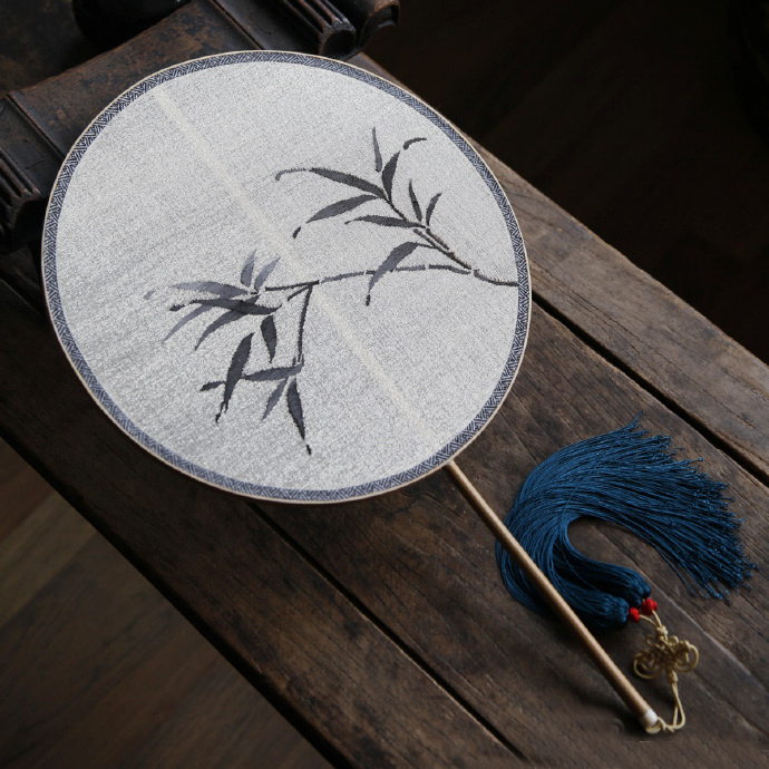 lijing/李晶 缂丝水墨竹叶团扇