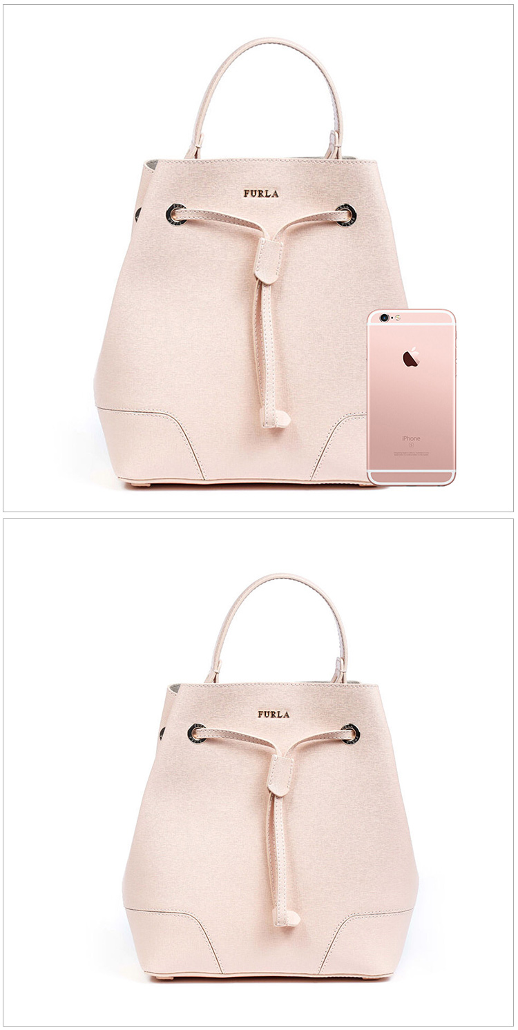 furla 芙拉 女士淡粉色 真皮时尚水桶包