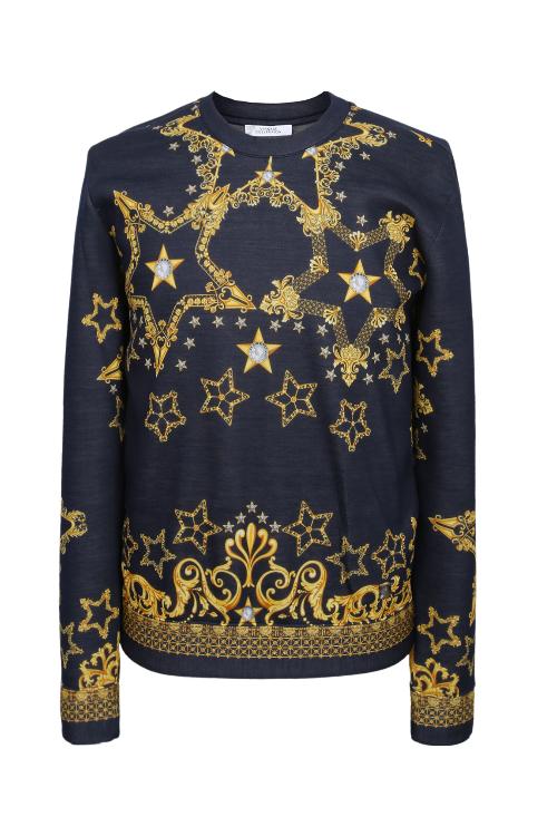 versace collection/versace collection 16年秋冬款藏蓝色圆领星星