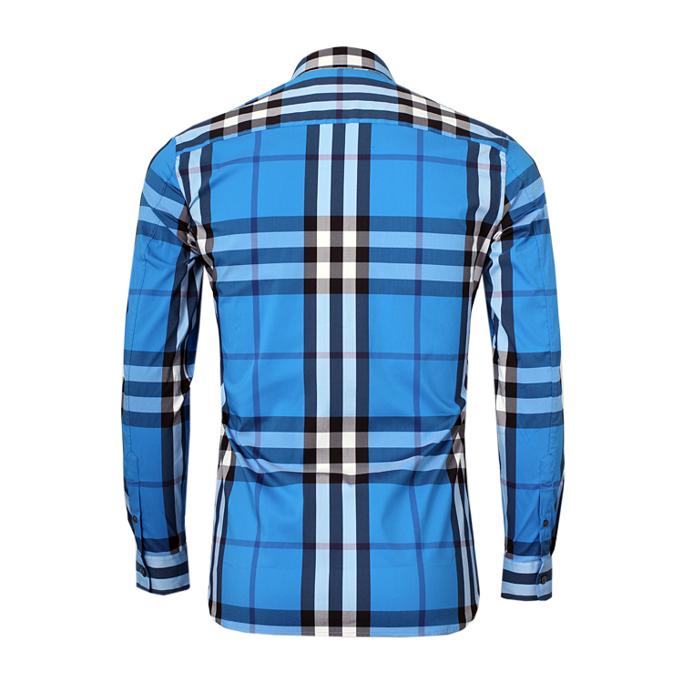 burberry/博柏利london系列时尚经典款修身版棉质蓝色翻领长袖男士