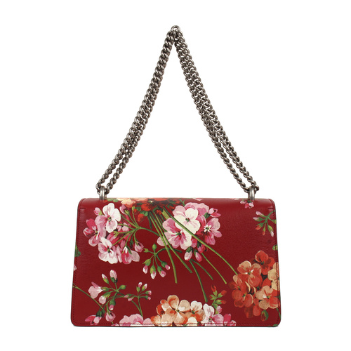 gucci/古驰天竺葵花卉系列中号印花牛皮酒神女士单肩包