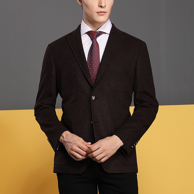 autason/奥德臣男士西服紫红色丝毛二粒扣休闲西服男士西装