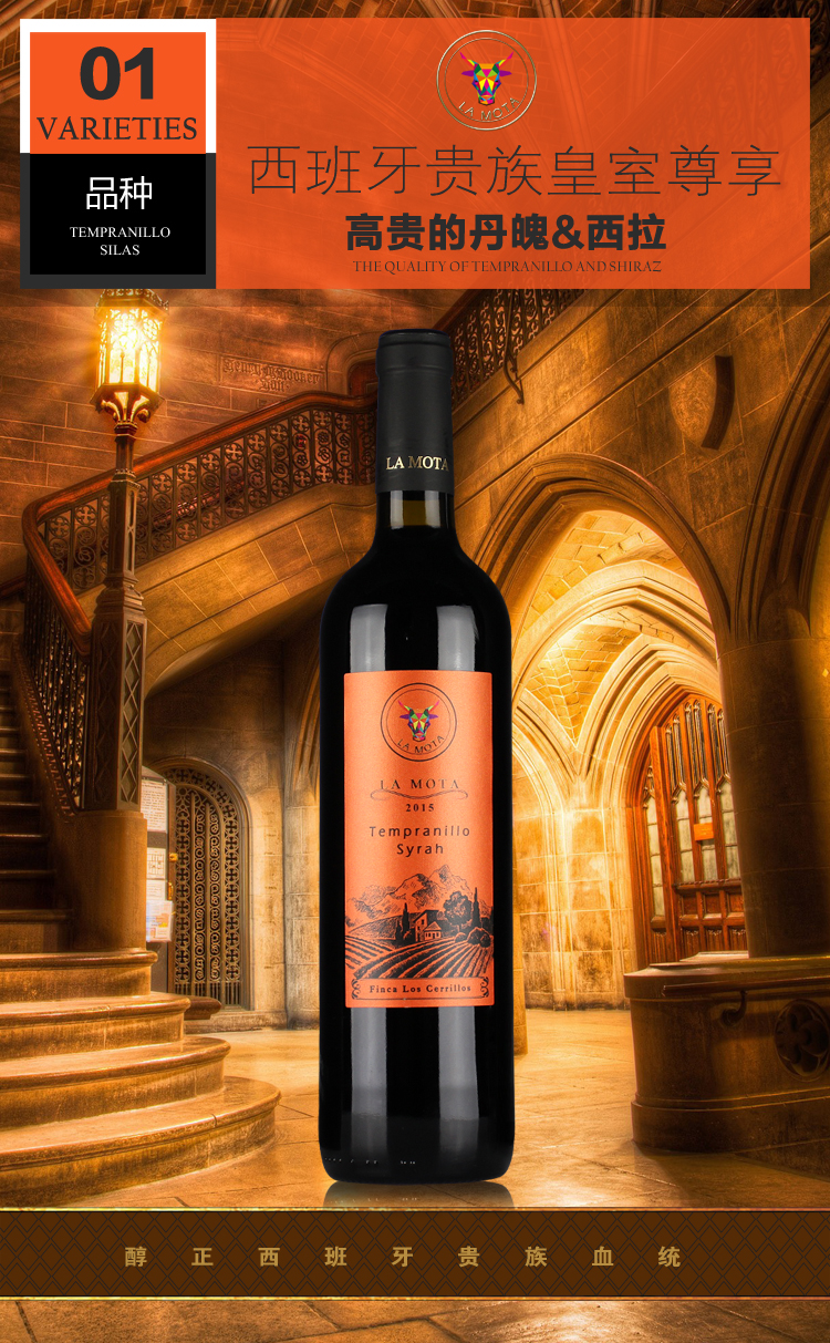 【原瓶原装进口】西班牙拉莫塔爱马橙干红葡萄酒750ml*12支装
