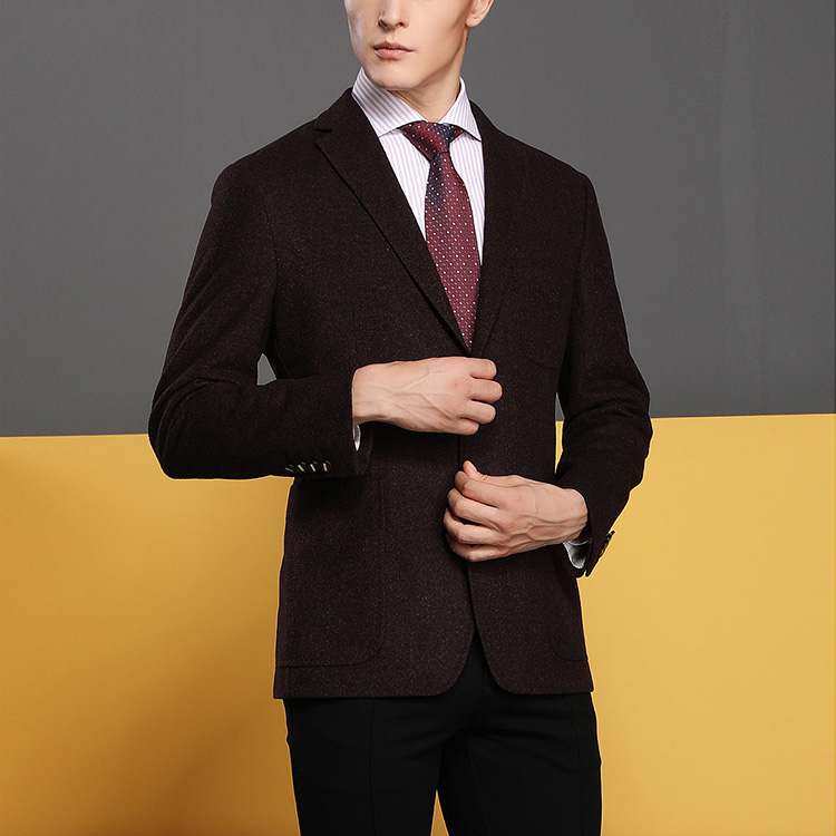 autason/奥德臣男士西服紫红色丝毛二粒扣休闲西服男士西装