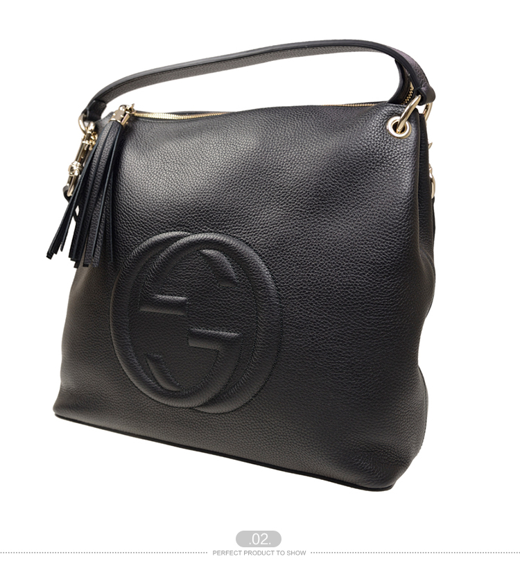 gucci/古驰 女士真皮黑色手提包 408825a7m0g1000-008