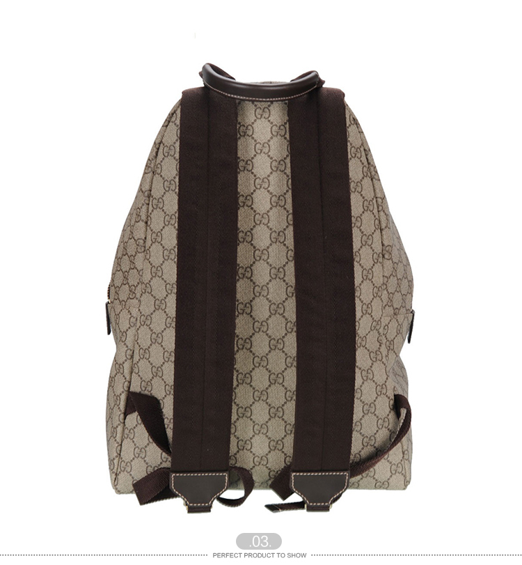 【包郵包稅】gucci/古馳 男性棕色pvc雙g logo雙肩包 backpacks