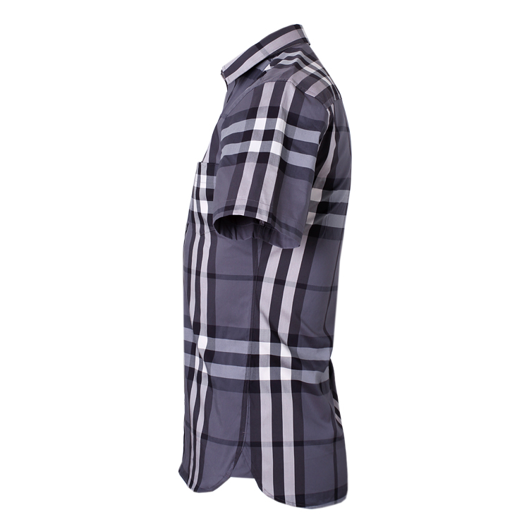 burberry/博柏利brit系列时尚经典款修身版棉质深灰色翻领短袖男士