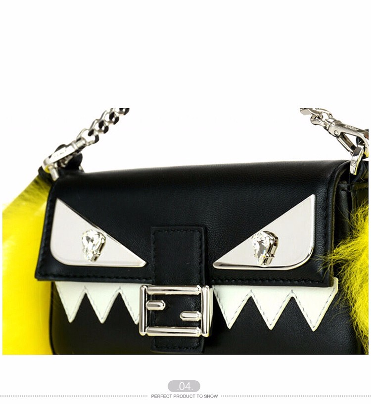 fendi/芬迪 女士黑色牛皮小怪兽眼睛图案手提单肩包 8m0354 88u f06ee