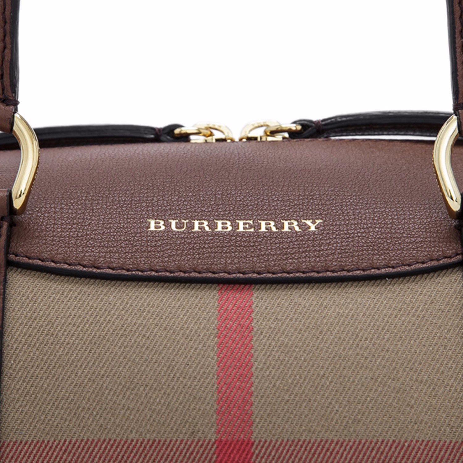 burberry(博柏利) 经典款女士卡其色格纹帆布两用包