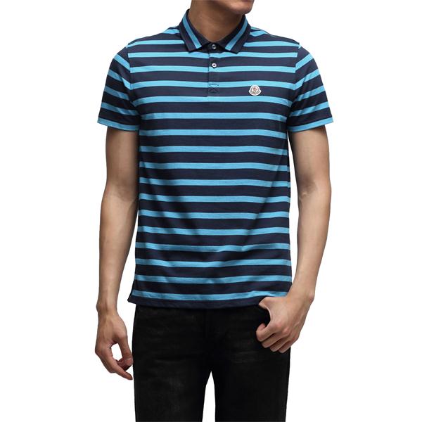 moncler/蒙克莱 男士t恤 纯棉拼色条纹布标logo点缀男士翻领短袖polo
