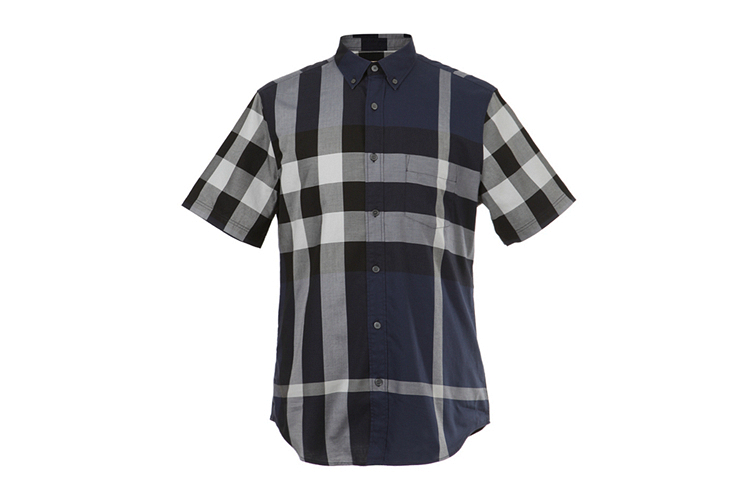 burberry/博柏利 经典休闲宽格纹纯棉短袖男士衬衫3891227