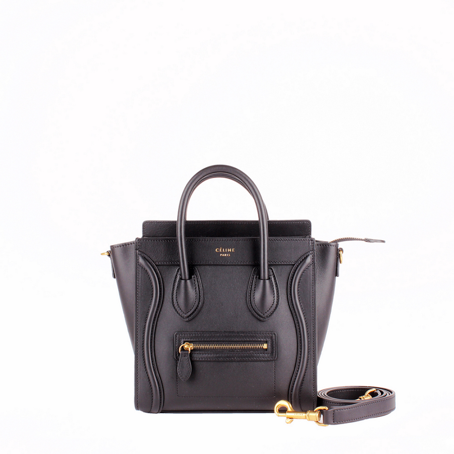 celine/赛琳 笑脸包 小号 黑色 小牛皮 两用包 手挽包 斜挎包 168243