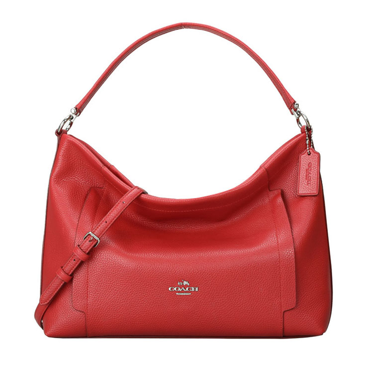 coach/蔻驰 女士scout粒层牛皮弯月斜挎包 34312 红色