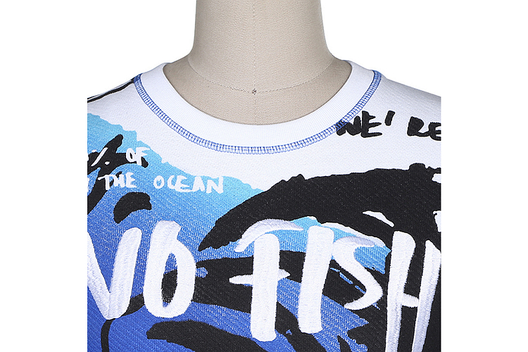 kenzo/高田贤三底蓝色海浪图案纯棉女士卫衣 928 1t0828 01