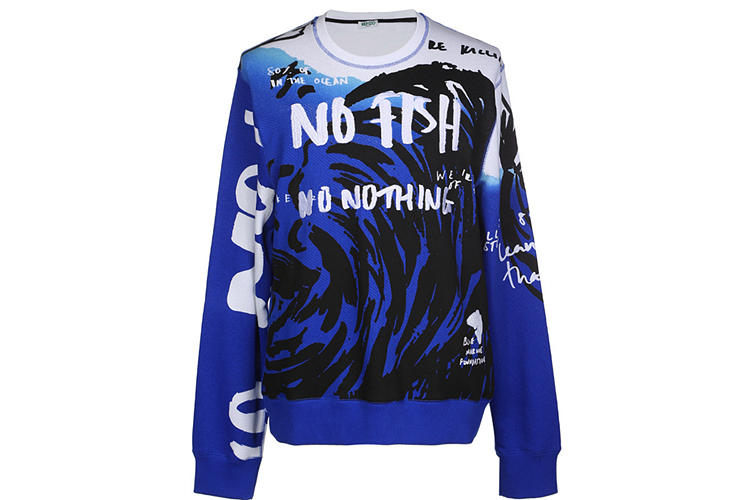 kenzo/高田贤三 海浪图案纯棉长袖男卫衣 4uc 5w039 01