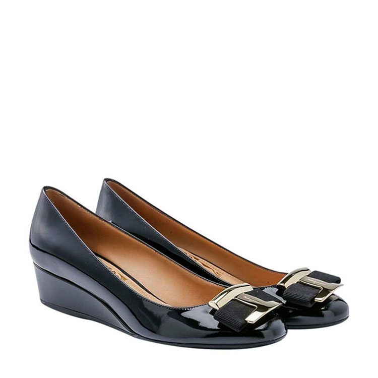 salvatore ferragamo/菲拉格慕蝴蝶结漆皮女士低/中跟鞋#ninna 40 4cm