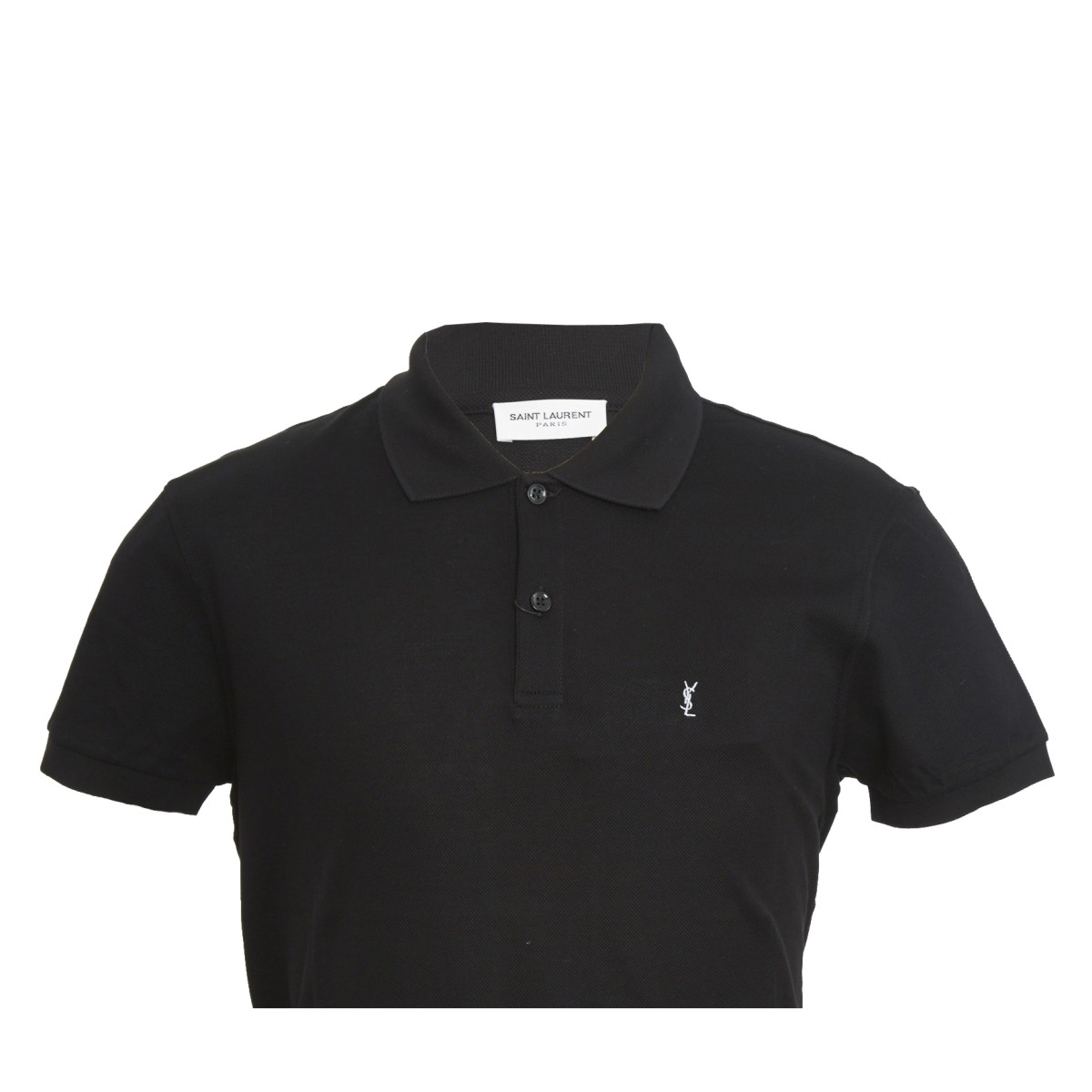 yves saint laurent/圣罗兰 男士t恤黑色全棉翻领男士短袖polo衫