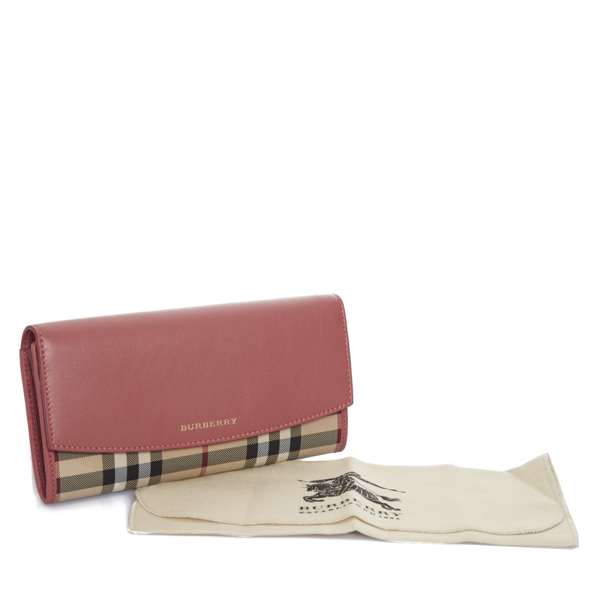 burberry/博柏利 牛皮拼接织物女士长钱包 3996651 antique rose