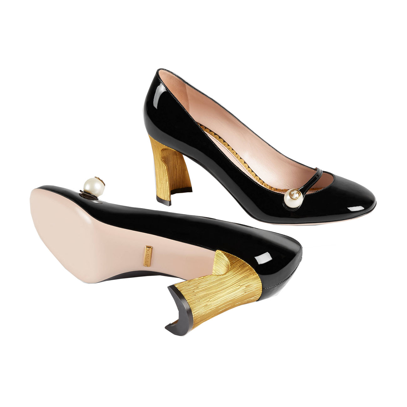 gucci/古驰 珍珠漆皮 7.5cm 高跟鞋 410864 bnc00 1000