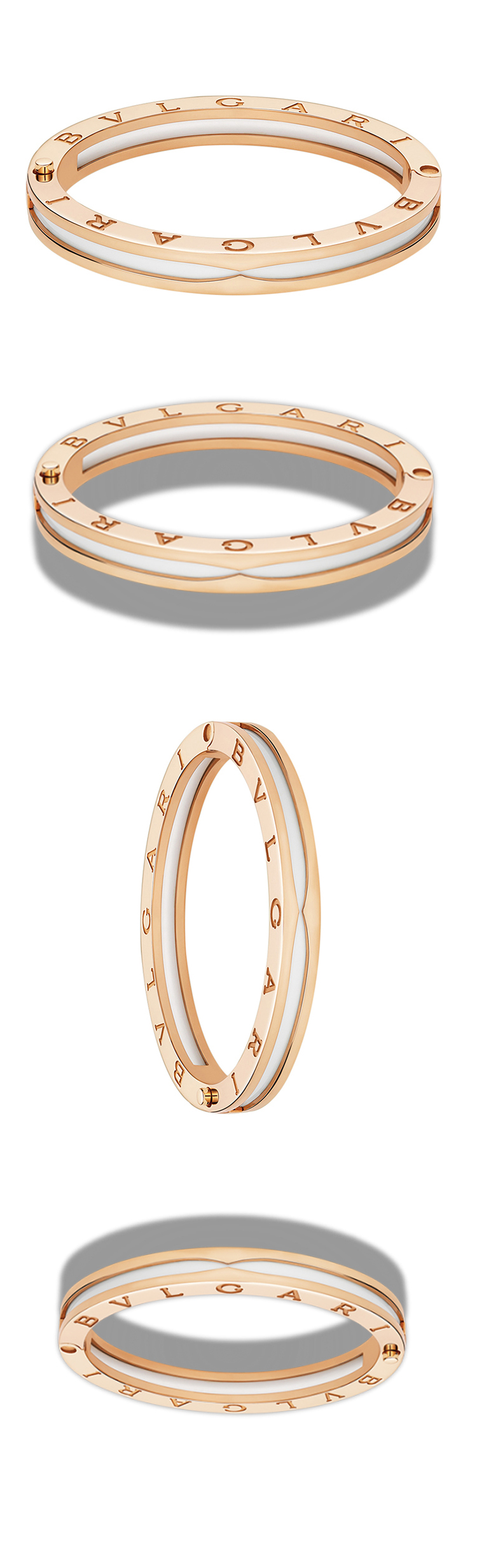 bvlgari/宝格丽 b zero 1系列18k玫瑰金白色陶瓷手镯 br856005