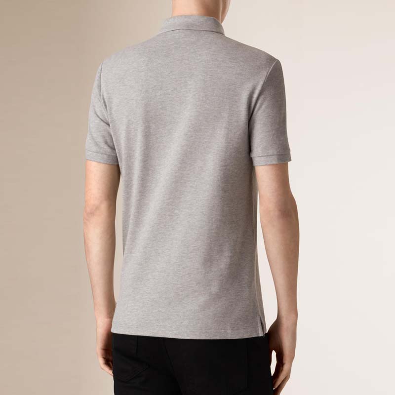 burberry博柏利男士格纹开襟珠地网眼布棉质polo衫