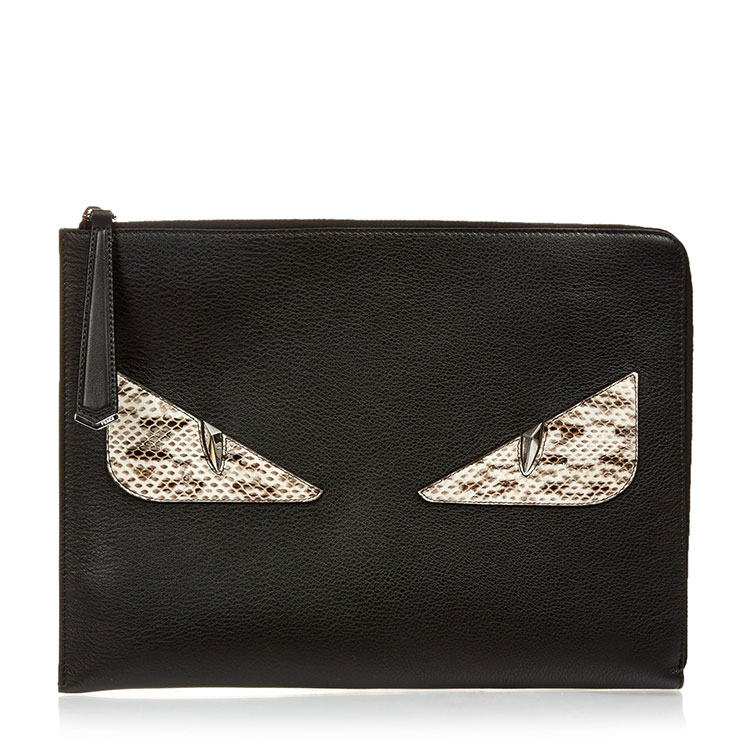 fendi/芬迪 新款小恶魔黑色中性款式牛皮大号手拿包#8m0370 5rr f0err