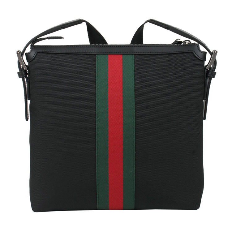 gucci/古驰 男士黑色帆布斜挎包