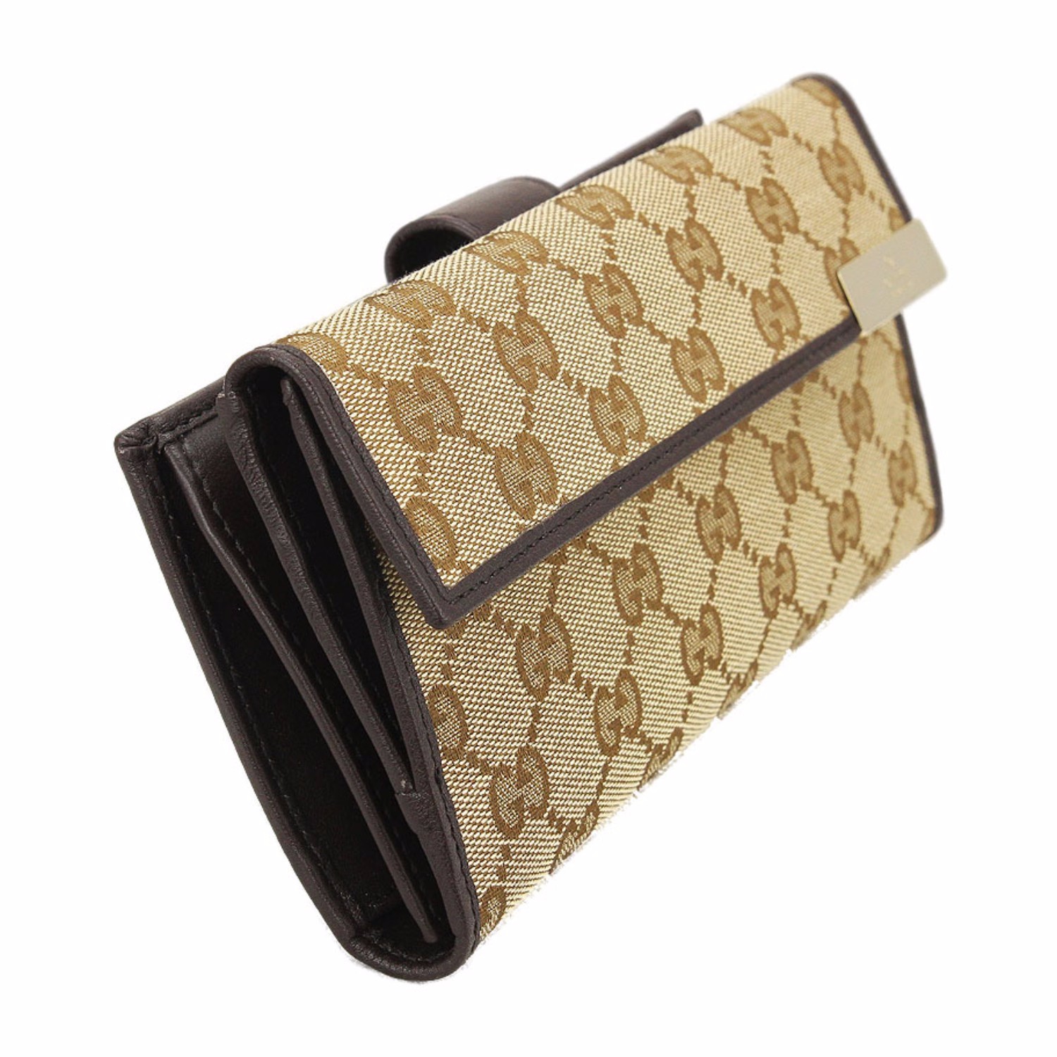 gucci/古驰 女士帆布经典双g长款钱包钱夹 257012 fafxg 9643