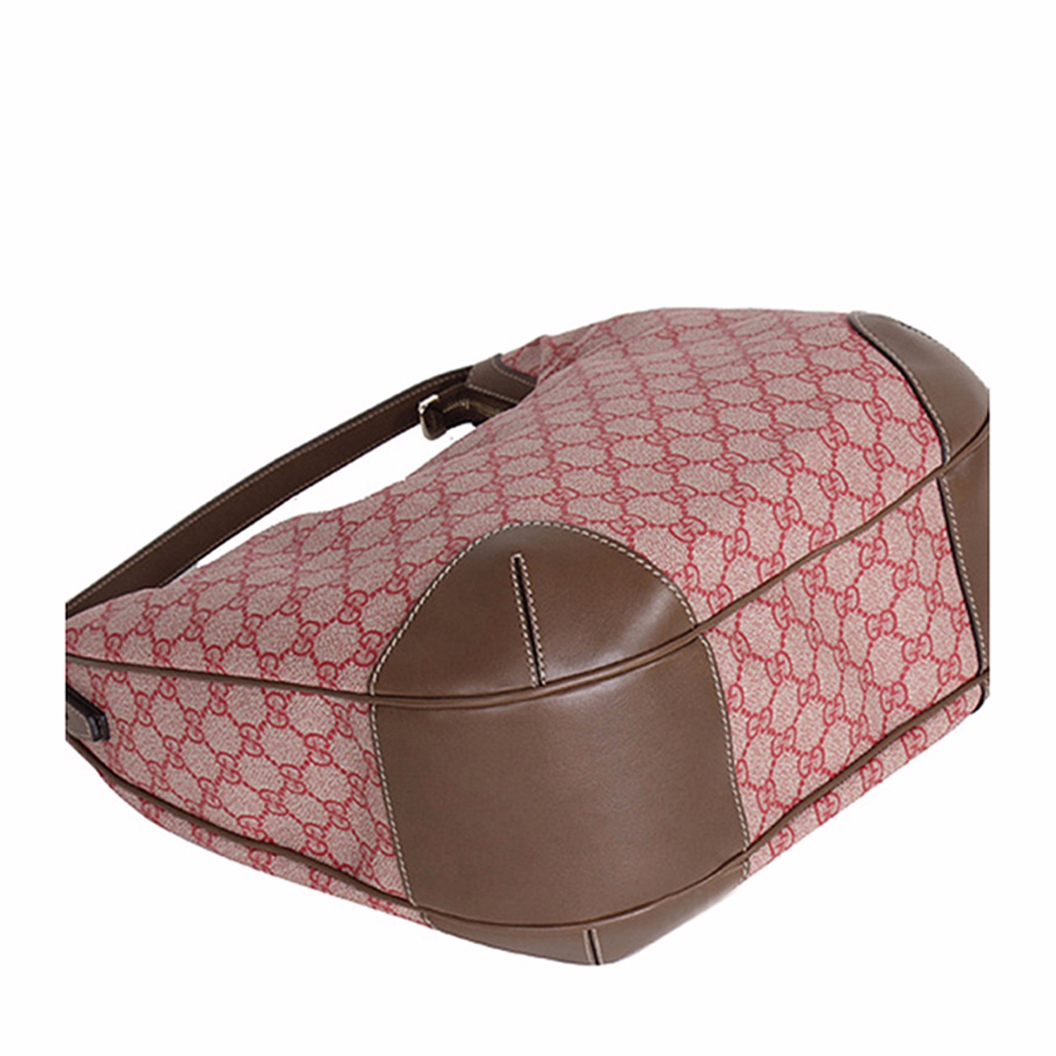 【包邮包税】gucci/古驰 女士双g格纹织物配皮单肩手提包 309618 kgd