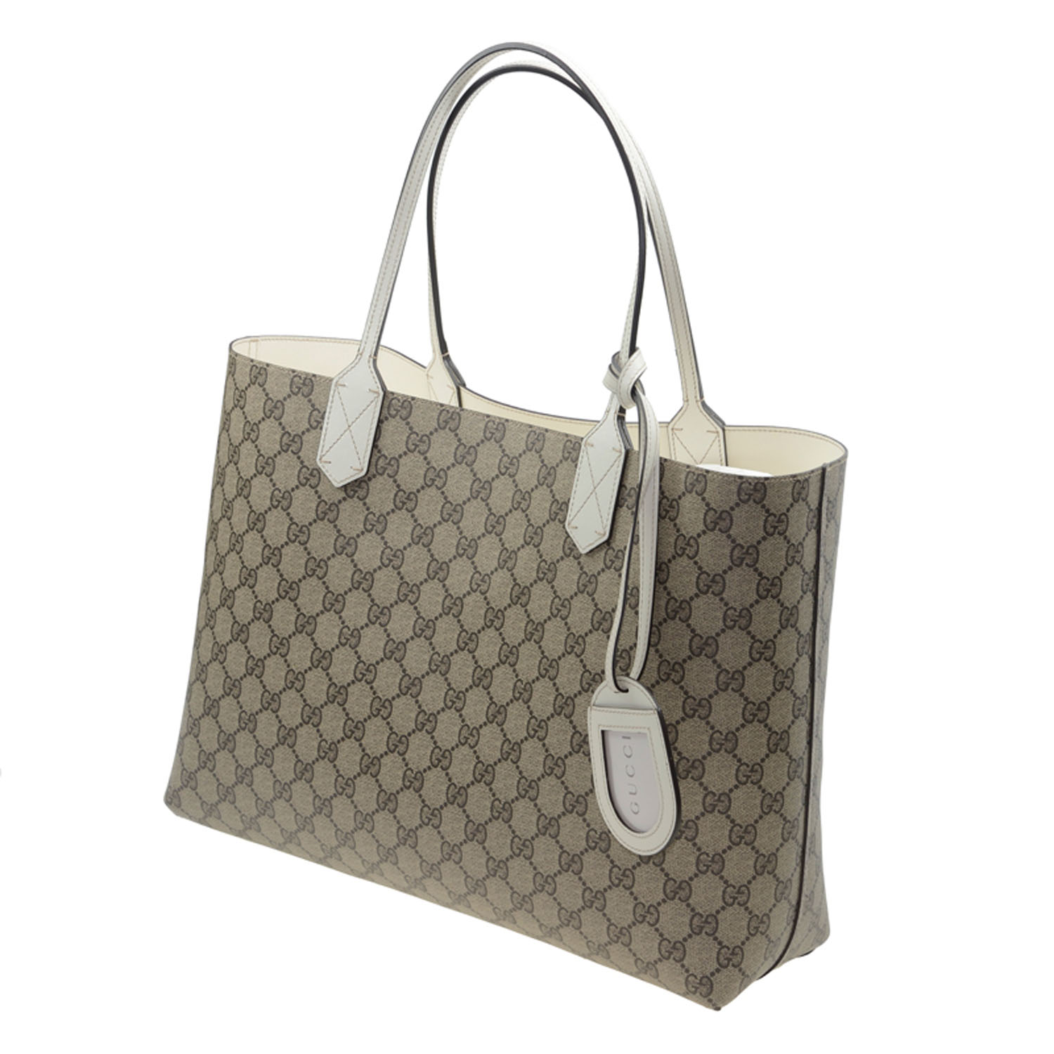 gucci/古驰 女士白色双面gg真皮购物袋手提包 368568 a9810 9761