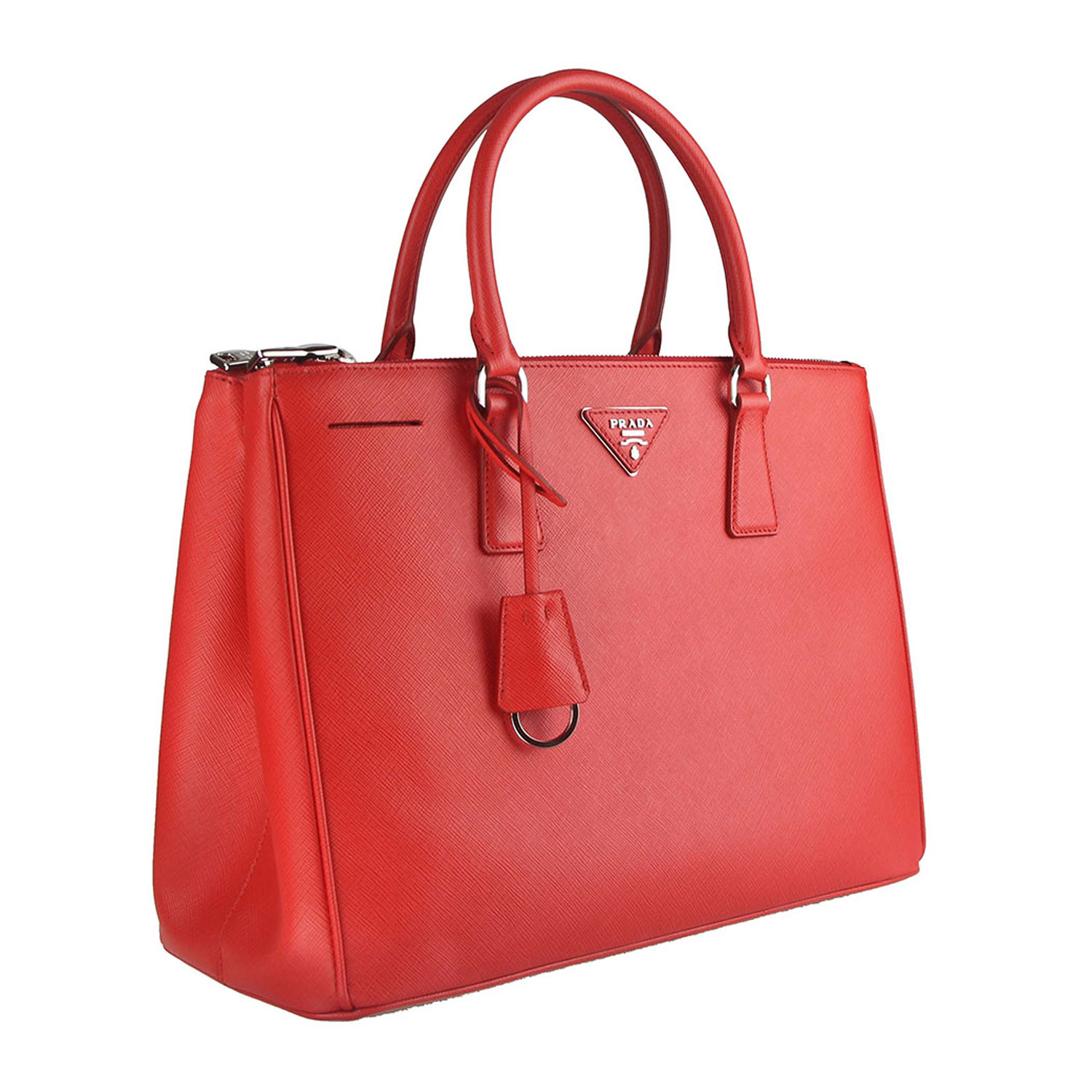 【包邮包税】prada/普拉达 女士红色真皮简约手提包 1ba274 nzv f0rga