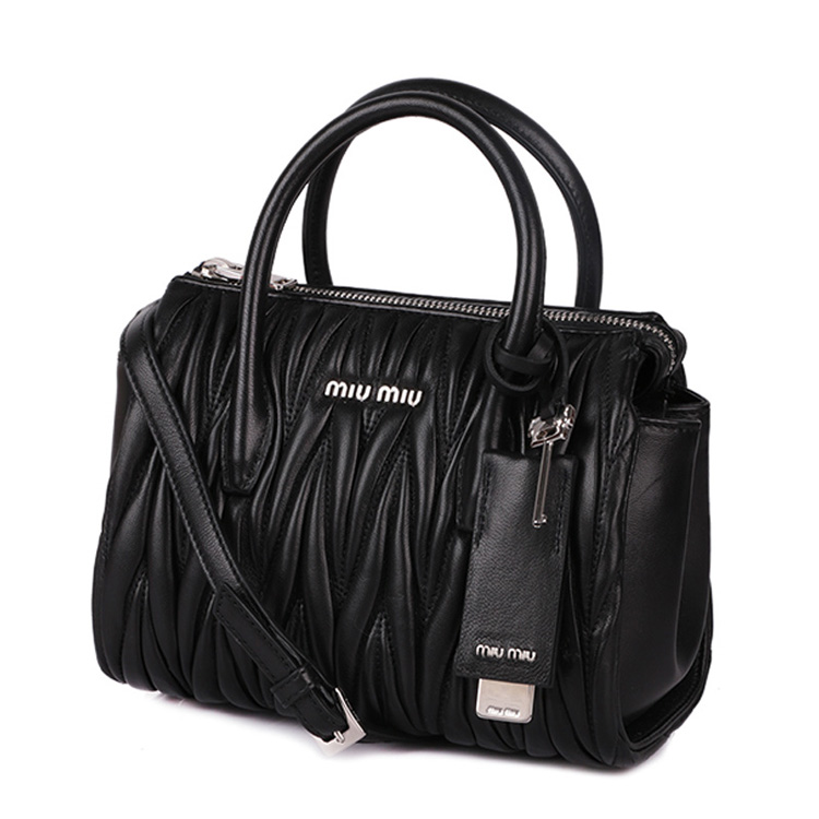 miumiu/缪缪女士黑色羊皮手提单肩包5bb008 n88 f0002