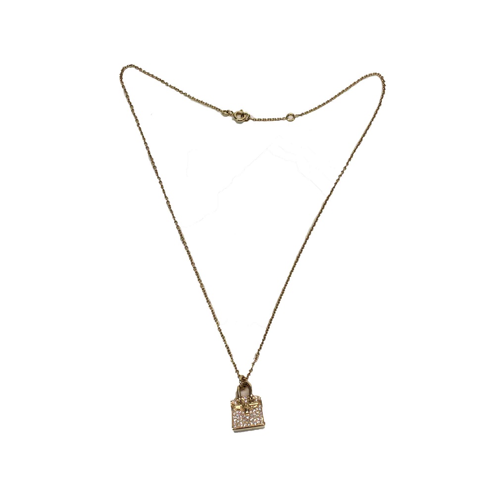 hermes/爱马仕 birkin粉红金钻石颈炼项饰