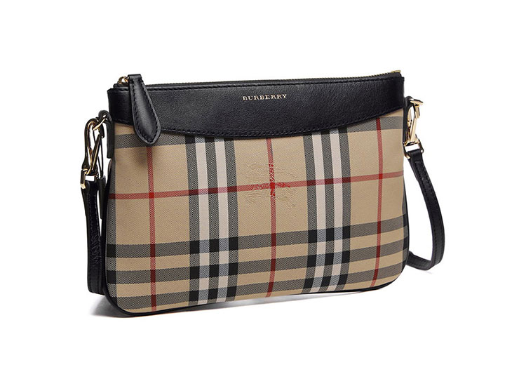 burberry/博柏利 女士黑色帆布/配皮horseferry格纹手