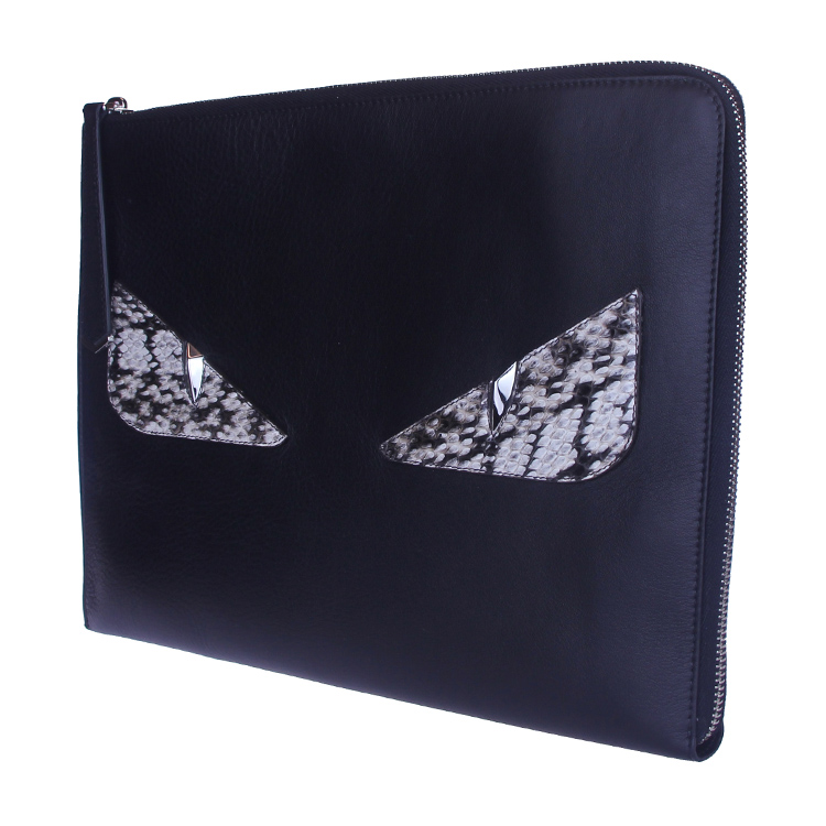 fendi/芬迪 新款小恶魔黑色牛皮大号手拿包