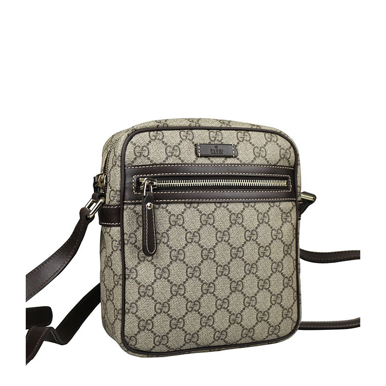 gucci/古驰 男士棕色小号pvc斜挎包 单肩包