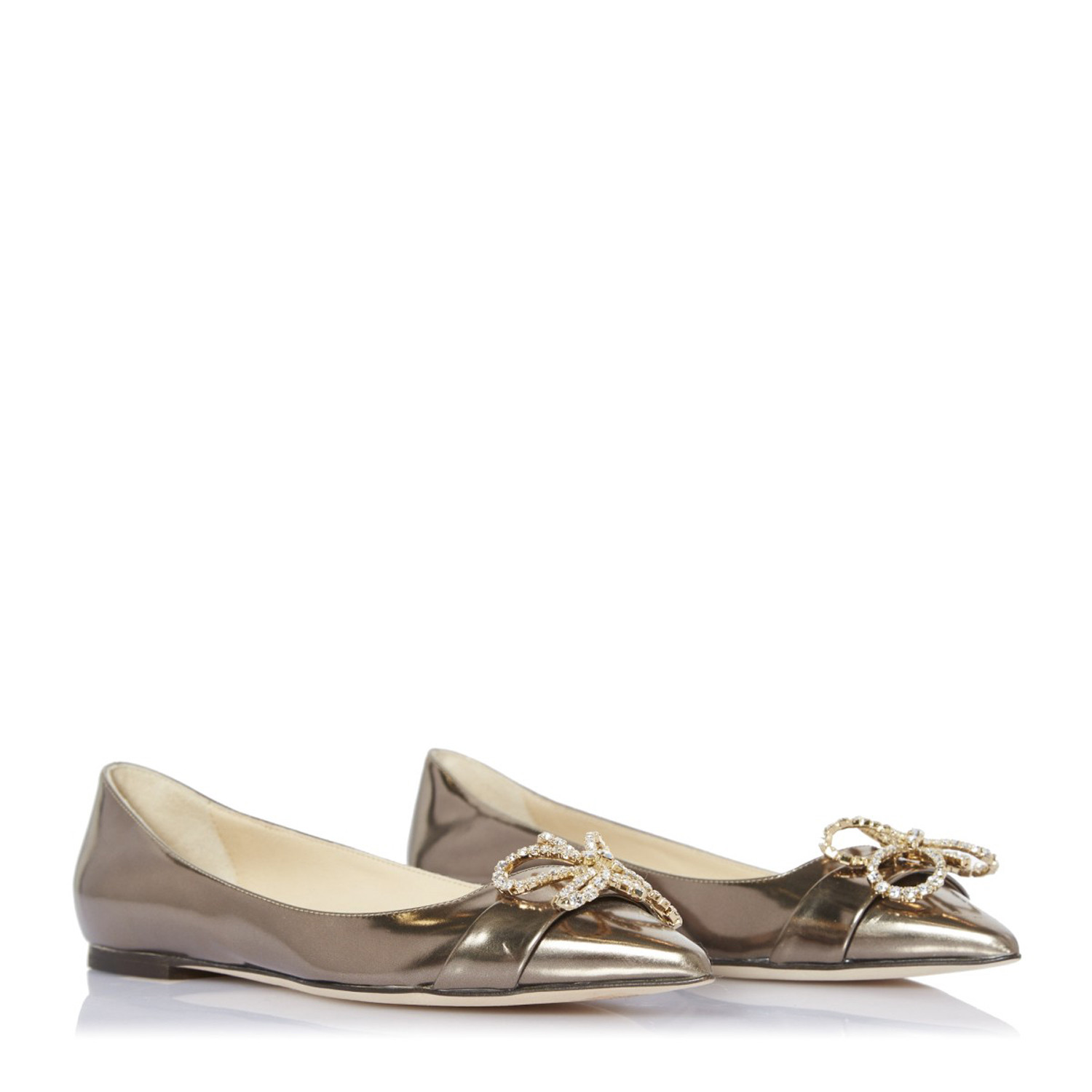 jimmy choo/周仰杰 牛皮女士平底鞋 veil flat rbo 153 pyrite