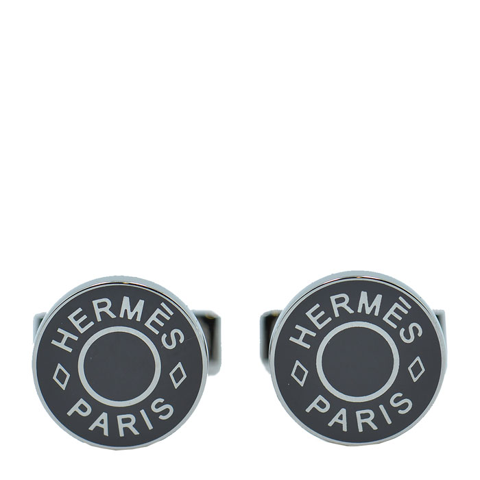 hermes爱马仕男士灰色圆形纽扣标袖扣