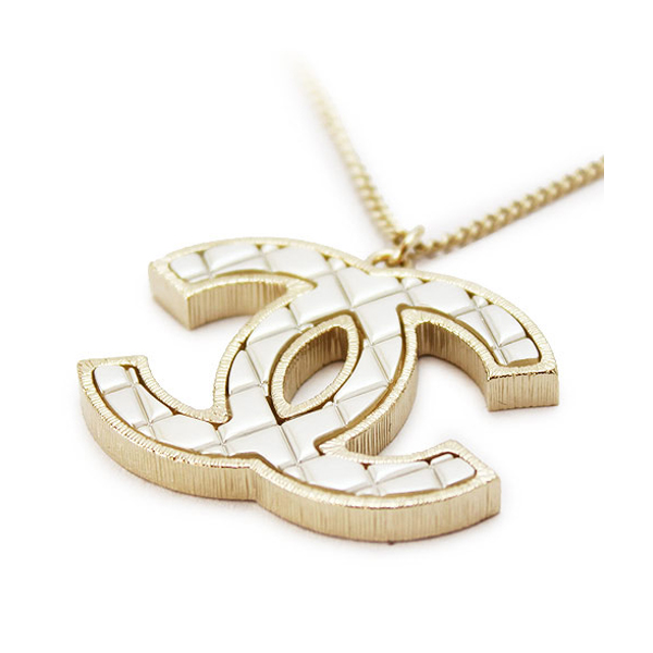 chanel/香奈儿 新款 白色珠光菱格双c logo长项链 a86160gp