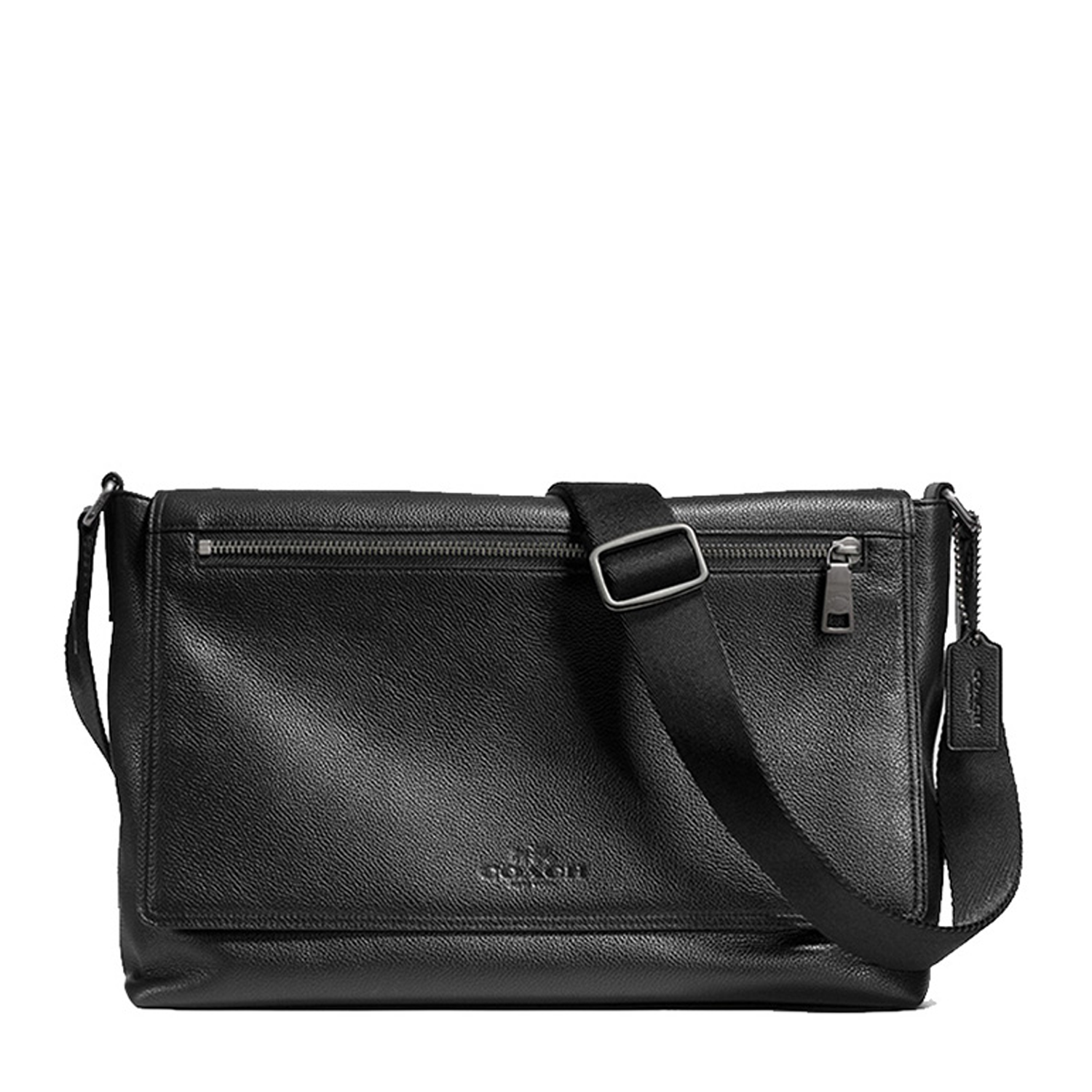 【包邮包税】coach/蔻驰 男士时尚真皮包盖式单肩斜挎包 71645 black